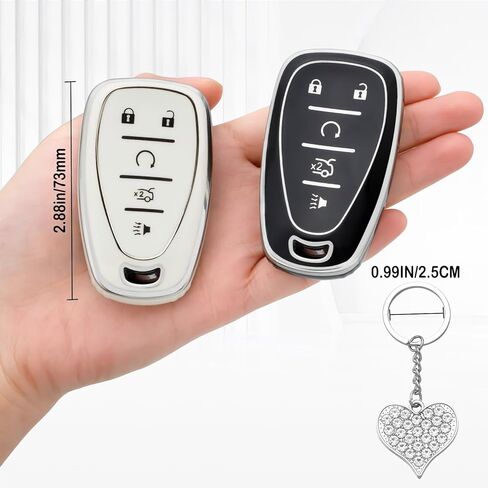LECART Key Fob Cover for Chevy 2024 2023 2022 2021 2020 Equinox Traverse Malibu Trax Camaro Blazer 5 Button TPU Smart Key Shell Protector Case with Bling Rings 2 Pack Black Pink in Kuwait