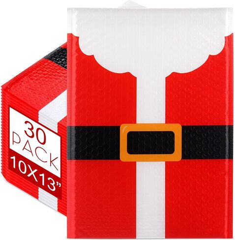 30 Pcs Large Christmas Poly Bubble Mailers 10 x 13 Inch Christmas Padded Envelopes Self Adhesive Retailer Holiday Shipping Bags Red Classic Santa Claus for Small Business Christmas Gift in Saudi Arabia