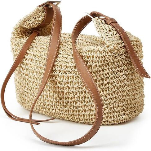 Straw Tote Bag Summer Straw Beach Bags For Women Handwoven Bag Large Capacity Handbag Rattan Purse Hobo Bag Dumpling Bag in Kuwait