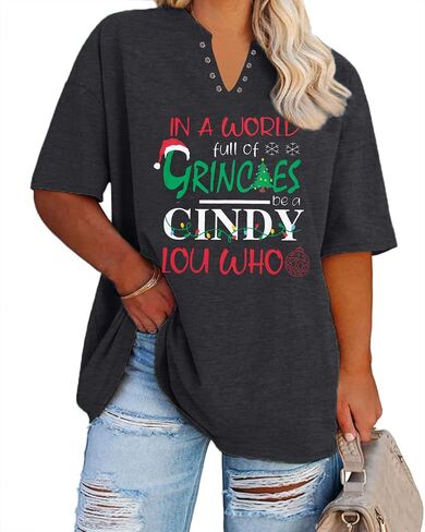 MNLYBABY Plus Size Christmas Shirt Women Merry Christmas Bleached T-Shirt Xmas Holiday Short Sleeve T-Shirt in Saudi Arabia