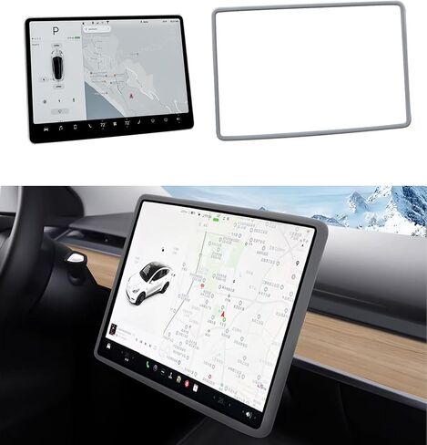 PM Auto Screen Protector Silicon Frame for Tesla Model 3 2017-2023,Model Y 2020-2025 Black, Center Console Screen Edge Frame,Interior Accessories Black(Excluding Highland) in Saudi Arabia