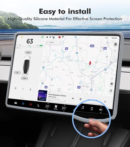 PM Auto Screen Protector Silicon Frame for Tesla Model 3 2017-2023,Model Y 2020-2025 Black, Center Console Screen Edge Frame,Interior Accessories Black(Excluding Highland) in Saudi Arabia