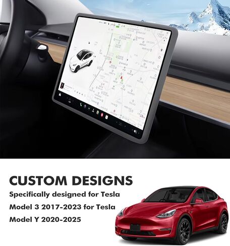 PM Auto Screen Protector Silicon Frame for Tesla Model 3 2017-2023,Model Y 2020-2025 Black, Center Console Screen Edge Frame,Interior Accessories Black(Excluding Highland) in Saudi Arabia