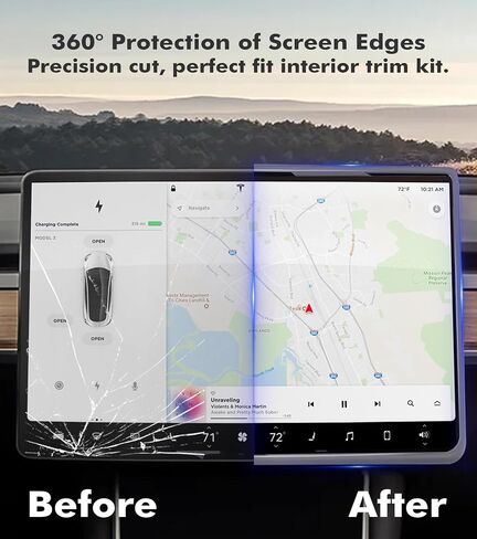PM Auto Screen Protector Silicon Frame for Tesla Model 3 2017-2023,Model Y 2020-2025 Black, Center Console Screen Edge Frame,Interior Accessories Black(Excluding Highland) in Saudi Arabia
