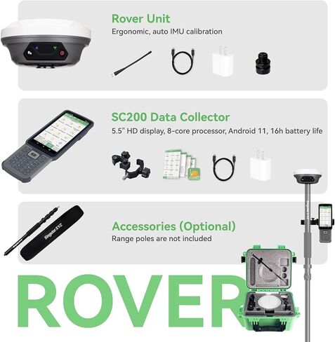 E1 GNSS IMU RTK GPS Surveying Equipment Rover Receiver Rtk Gnss Handheld Collector and Survey Software, 1408 Channels, 1cm Accuracy, 5km Distance in Kuwait