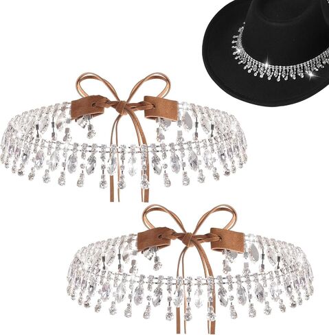 Rhinestone Cowboy Hat for Women Bling Hat Accessories Adjustable Western Style Cowgirl Hat Belt for Cowgirl Party in Saudi Arabia