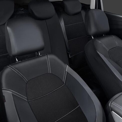 9 قطع مجموعة كاملة من أغطية مقاعد السيارة لسيارة Nissan Fuga Leaf March Kicks 2000-2023 2024، أغطية المقاعد الأمامية والخلفية وملحقات داخلية لوسادة مقعد مريحة قابلة للتنفس، رمادي in Kuwait