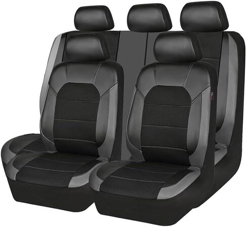 9 Pcs Full Set Car Seat Cover for Nissan Fuga Leaf March Kicks 2000-2023 2024,Front Rear Seat Covers Seat ProtectorComfortable Breathable Seat Cushion Interior Accessories,Grey in Saudi Arabia