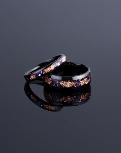 Black Tungsten Ring for Men Women, 8mm 4mm Rhodium Plated Blue Purple Nebula Galaxy Fragments Opal Inlay Promise Engagement Wedding Band Jewelry Gifts in Saudi Arabia