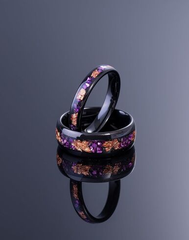 Black Tungsten Ring for Men Women, 8mm 4mm Rhodium Plated Blue Purple Nebula Galaxy Fragments Opal Inlay Promise Engagement Wedding Band Jewelry Gifts in Saudi Arabia