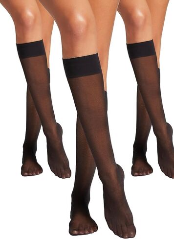 Wolford Satin Touch 20 Denier جوارب طويلة للركبة للنساء جوارب شفافة لامعة مع أساور ناعمة (مجموعة من 3 وحدات) in Saudi Arabia