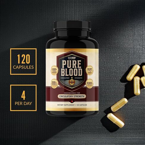 Pure Blood - Advanced Circulatory Support, Clinically Dosed Ingredients, Cholesterol & Lipid Balance, Clean + Transparent Formula, 120 Capsules in Saudi Arabia
