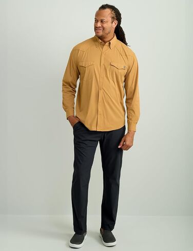 HUK Men's Creekbed Solid Long Sleeve Button, Fishing Shirt in Saudi Arabia
