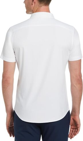 Perry Ellis Mens Total Stretch Slim Fit Solid Short Sleeve Button-Down Shirt in Saudi Arabia