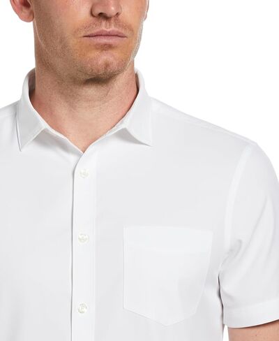 Perry Ellis Mens Total Stretch Slim Fit Solid Short Sleeve Button-Down Shirt in Saudi Arabia