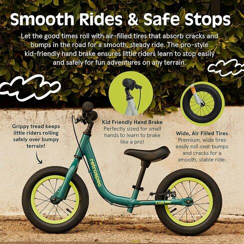 Retrospec Cub Plus Toddler Balance Bike for Boys & Girls Ages 18 Months - 4 Years No Pedals with Lightweight Frame and Adjustable V-Brake, Seat and Handlebar for Kids in Kuwait