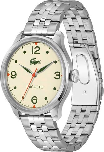 Lacoste Lisbon Men's 3H Quartz Watch, Stainless Steel, Water Resistant Up to 5ATM/50 Meters - Modern Design for Him - 42mm in Saudi Arabia