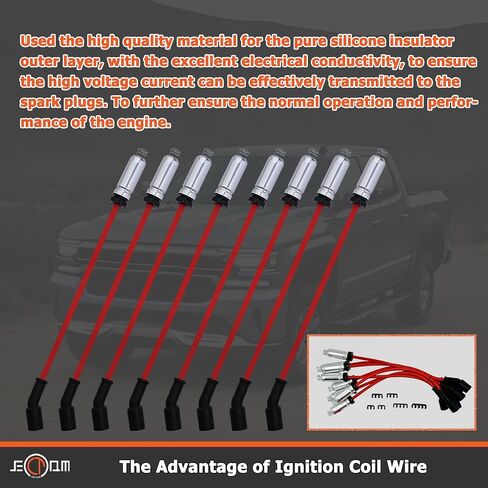 Ignition Coil Pack, Ignition Wire with Spark Plugs and Coil Packs kit Compatible with Buick Cadillac Avalanche Camaro Silverado Suburban GMC M8-48322 UF413 12611424 41-110 in Saudi Arabia