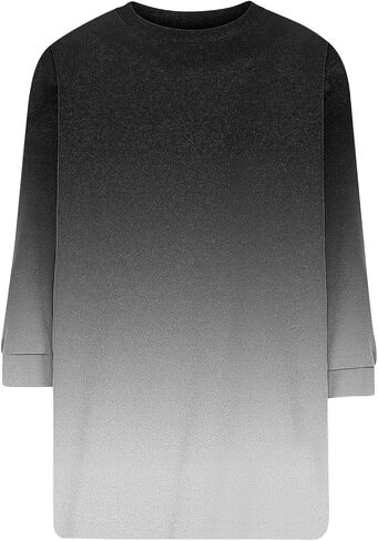 3/4 طول الأكمام بلايز للنساء عادية فضفاضة تناسب Crewneck تي شيرت لطيف الصلبة ثلاثة أرباع طول تونك القمم in Kuwait