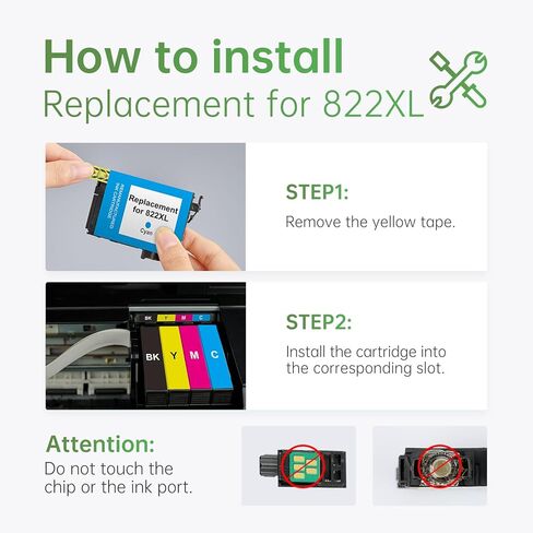 LEMERO 822XL Ink Cartridges Remanufactured for Epson 822XL Ink Cartridges Combo Pack 822 822XL for Workforce Pro WF-3820 WF-3823 WF-4820 WF-4830 WF-4833 Printer (3 Black 1 Cyan 1 Magenta 1 Yellow) in Kuwait