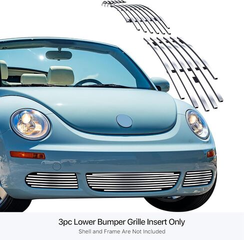 APS Chrome Billet Grille Grill Insert Compatible with Volkswagen Beetle 2006 2007 2008 2009 2010 2011 Lower Bumper N19-A61556V in Saudi Arabia