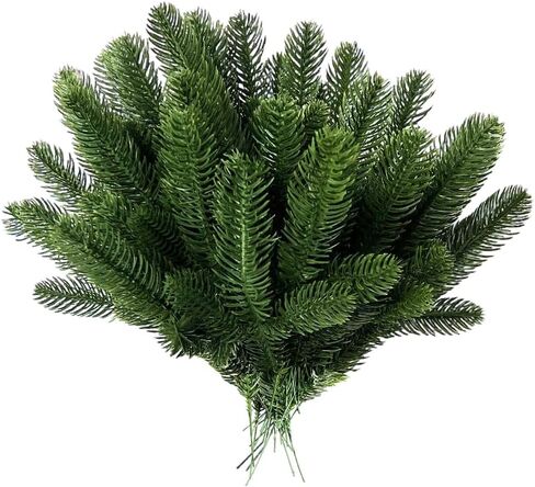 50 Pcs 10 Inches Artificial Pine Branches Greenery Plants Pine Needles DIY Accessories for Garland Christmas Trees and Home Garden Decoration in Saudi Arabia