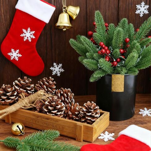 50 Pcs 10 Inches Artificial Pine Branches Greenery Plants Pine Needles DIY Accessories for Garland Christmas Trees and Home Garden Decoration in Saudi Arabia