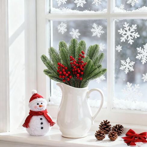 50 Pcs 10 Inches Artificial Pine Branches Greenery Plants Pine Needles DIY Accessories for Garland Christmas Trees and Home Garden Decoration in Saudi Arabia