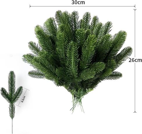 50 Pcs 10 Inches Artificial Pine Branches Greenery Plants Pine Needles DIY Accessories for Garland Christmas Trees and Home Garden Decoration in Saudi Arabia