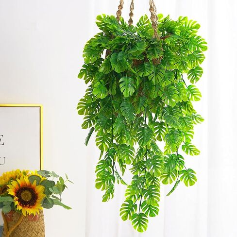 1PC Artificial Monstera Greenery UV Resistant Plastic Hanging Decor for Indoor Outdoor Wall House Weddings Patios Porches Decor (73 * 3 * 0.5cm) in Saudi Arabia