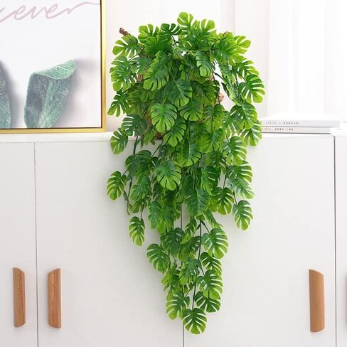 1PC Artificial Monstera Greenery UV Resistant Plastic Hanging Decor for Indoor Outdoor Wall House Weddings Patios Porches Decor (73 * 3 * 0.5cm) in Saudi Arabia