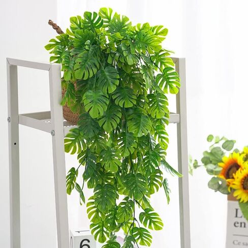 1PC Artificial Monstera Greenery UV Resistant Plastic Hanging Decor for Indoor Outdoor Wall House Weddings Patios Porches Decor (73 * 3 * 0.5cm) in Saudi Arabia