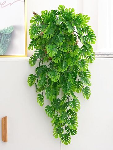 1PC Artificial Monstera Greenery UV Resistant Plastic Hanging Decor for Indoor Outdoor Wall House Weddings Patios Porches Decor (73 * 3 * 0.5cm) in Saudi Arabia