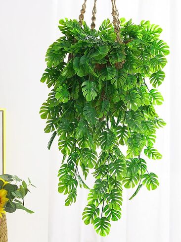 1PC Artificial Monstera Greenery UV Resistant Plastic Hanging Decor for Indoor Outdoor Wall House Weddings Patios Porches Decor (73 * 3 * 0.5cm) in Saudi Arabia