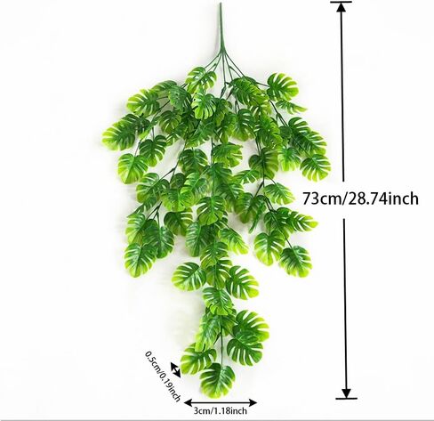 1PC Artificial Monstera Greenery UV Resistant Plastic Hanging Decor for Indoor Outdoor Wall House Weddings Patios Porches Decor (73 * 3 * 0.5cm) in Saudi Arabia