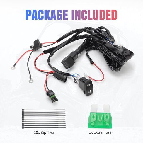 LKV UTV 360 واط مجموعة أدوات ربط الأسلاك لإشارة الانعطاف مع مفتاح هزاز مرحل ومضي فيوز الأسلاك لـ Polaris RZR Ranger Maverick X3 Talon Mule in Saudi Arabia