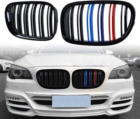 Astra Depot OE Replacement For 2009-15 BMW 7-Series F01 F02 730d 740i 750i Glossy Black M Stripe Color Painted Front Kidney Grille Grill Insert in Saudi Arabia