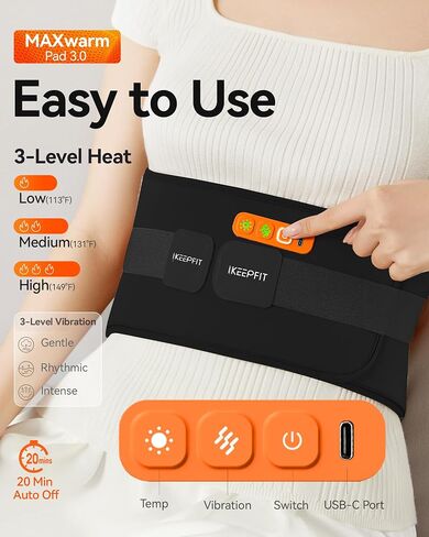 Cordless Heating Pad for Back Pain Relief: MAXwarm 3.0[2025 Upgraded], IKEEPFIT Electric Heat Pad with Massager for Period Cramps, Extra Large 65", 8000mAh Battery, Gift for Women Men (Beige) in Saudi Arabia