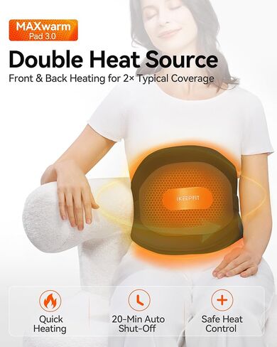 Cordless Heating Pad for Back Pain Relief: MAXwarm 3.0[2025 Upgraded], IKEEPFIT Electric Heat Pad with Massager for Period Cramps, Extra Large 65", 8000mAh Battery, Gift for Women Men (Beige) in Saudi Arabia