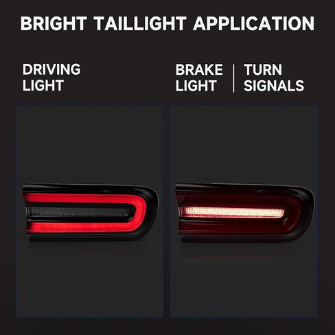 Tail Light Assembly Compatible with 2015-2023 Dodge Challenger-Right Taillight with Bulbs for Challenger LED Type,Replace CH2801207 68510770AA in Kuwait