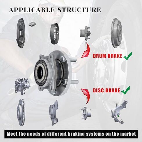 Front Wheel Bearing Hubs Assembly Compatible with 2011-2014 Chrysler 200, 2007-2010 Sebring, 2007-2010 Cirrus, 2008-2014 Dodge Avenger, 5 Lugs w/ABS, Replaces 513263, 1PCS in Saudi Arabia