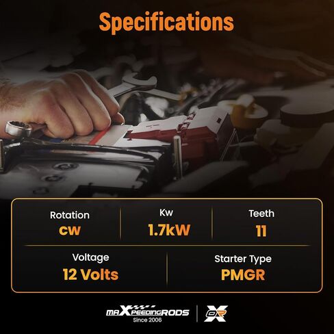 محرك تشغيل maxpeedingrods لسيارة Hyundai Santa Fe 2015-2018، Santa Fe XL 2015-2019، Azera 2015-2017 & Kia Sorento 2016-2020، Sedona 2016-2021، Cadenza، V6 3.3L، 12V 1.7KW 11 أسنان في اتجاه عقارب الساعة in Saudi Arabia