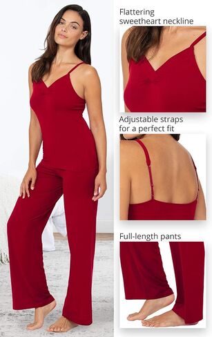 PajamaGram Naturally Nude Pajamas for Women Set - Sexy Pajama Set for Women - Cami and Pant Pajama Sets for 2 piece in Saudi Arabia