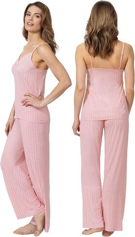 PajamaGram Naturally Nude Pajamas for Women Set - Sexy Pajama Set for Women - Cami and Pant Pajama Sets for 2 piece in Saudi Arabia