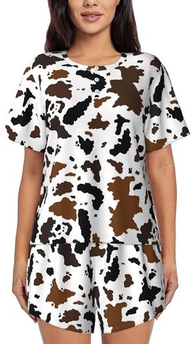 طقم بيجامات للنساء بأكمام قصيرة تي شيرت وسروال قصير وملابس نوم وملابس نوم منزلية صيفية in Kuwait