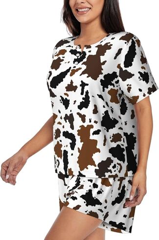 طقم بيجامات للنساء بأكمام قصيرة تي شيرت وسروال قصير وملابس نوم وملابس نوم منزلية صيفية in Kuwait