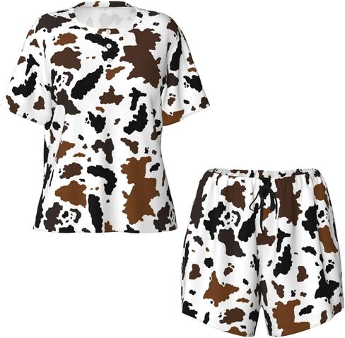 طقم بيجامات للنساء بأكمام قصيرة تي شيرت وسروال قصير وملابس نوم وملابس نوم منزلية صيفية in Kuwait