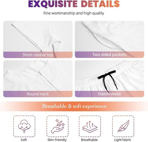 طقم بيجامات للنساء بأكمام قصيرة تي شيرت وسروال قصير وملابس نوم وملابس نوم منزلية صيفية in Kuwait