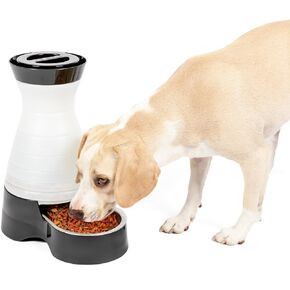 PetSafe Healthy Pet Food Station - Medium, 4 lb Kibble Capacity - Automatic Cat & Dog Feeder - Removable Stainless Steel Bowl Resists Corrosion & Stands Up to Frequent Use - Easy to Fill & Clean
