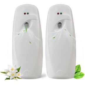 Automatic Air Freshener Dispenser 2-Pack,Histely Auto Air Freshener Spray Dispenser Wall Mounted or Free Standing Battery Powered w/Interval Spray Setting for Commercial & Home Use,No Drilling(White)